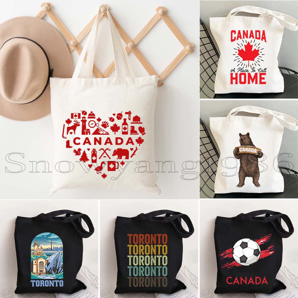 Women Bags In Canada - Torba płócienna z mapą Kanady, flagą,