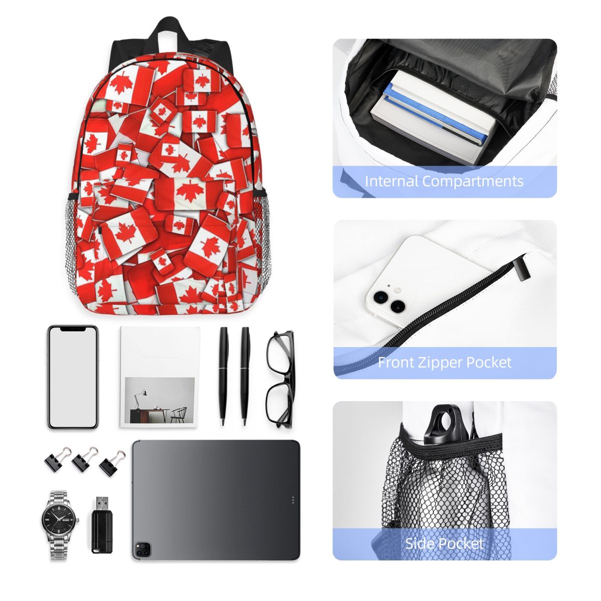 Women Bags In Canada - Plecak z motywem flagi Kanady, hit