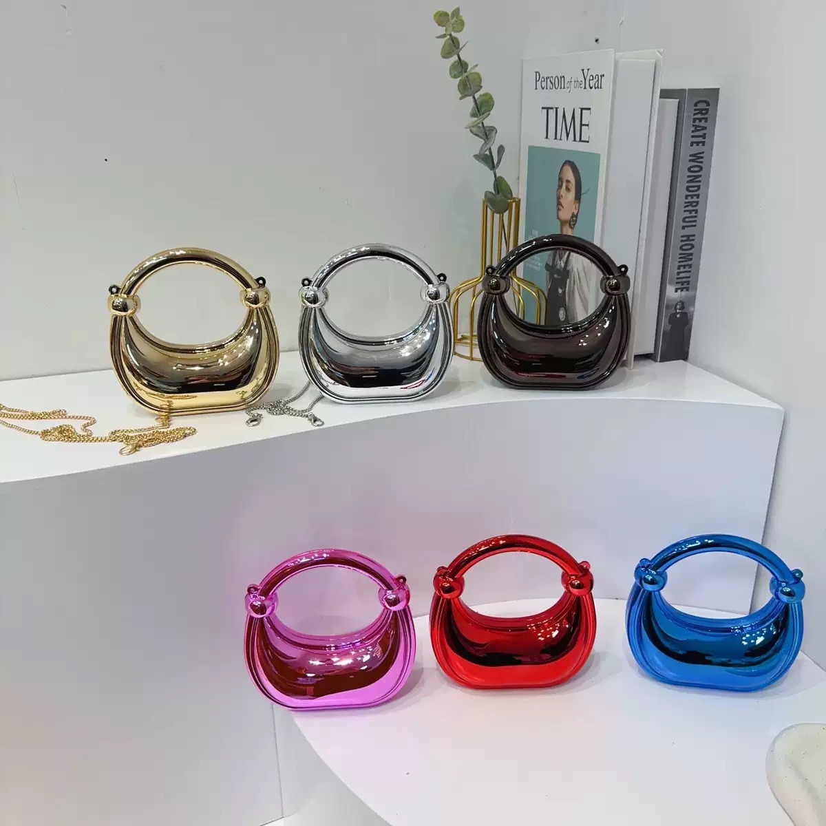 Women Bags Golden - Mini złota torebka wieczorowa torebki i