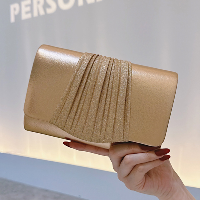 Women Bags Golden - Złota Mała Wieczorowa Kopertówka Damska, Modna