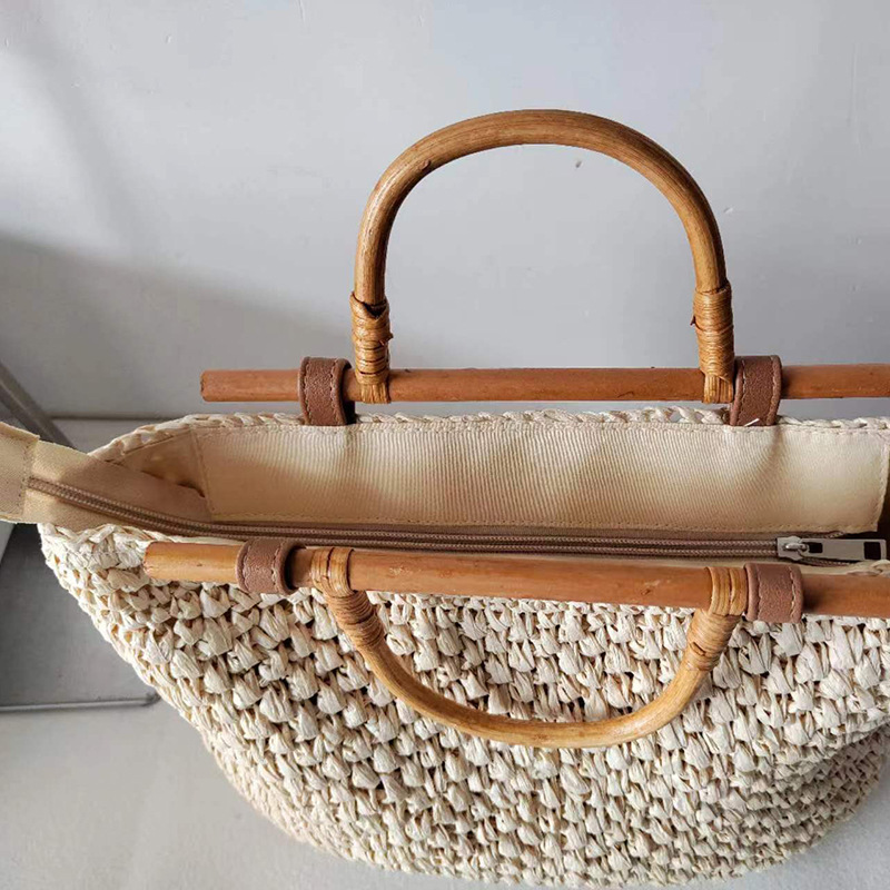 Torba ze słomy z drewnianą rąc – Women Bags Handmade recenzja i cena