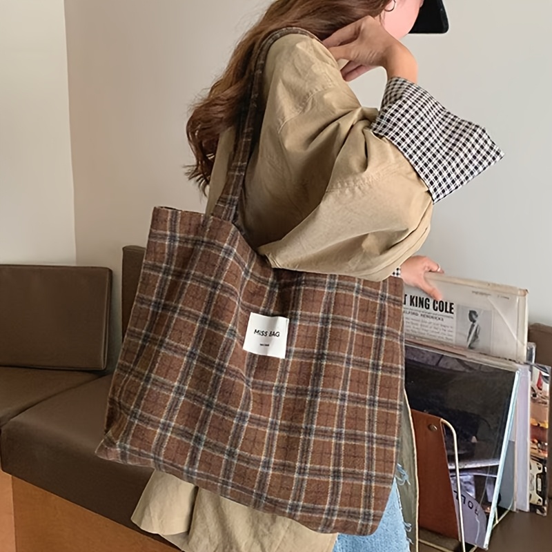 Torba na ramię w kratę na jesi – Shopper Tote Canvas recenzja i cena