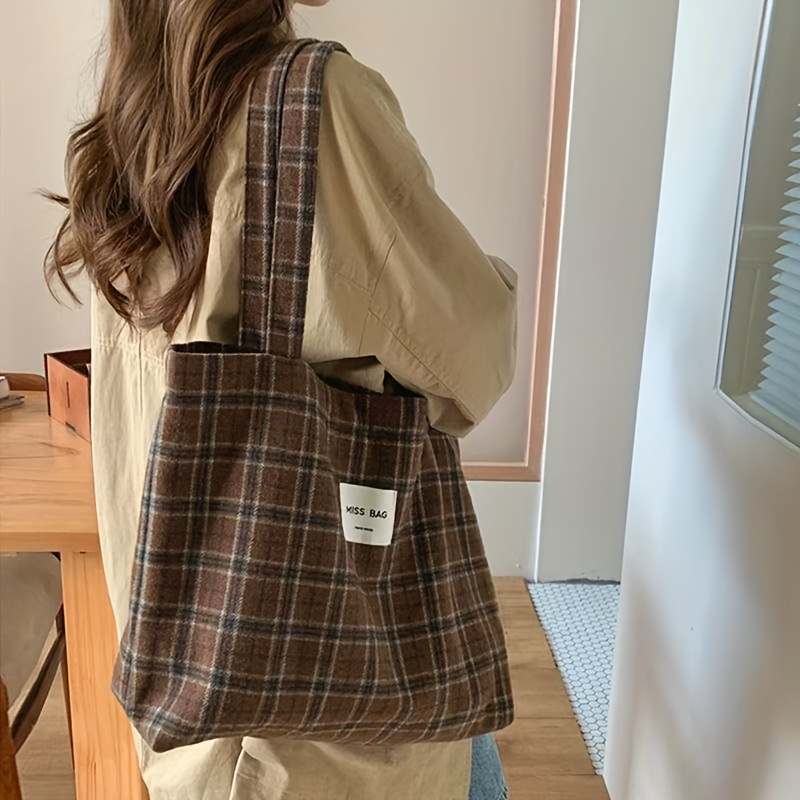 Torba na ramię w kratę na jesi – Shopper Tote Canvas recenzja i cena