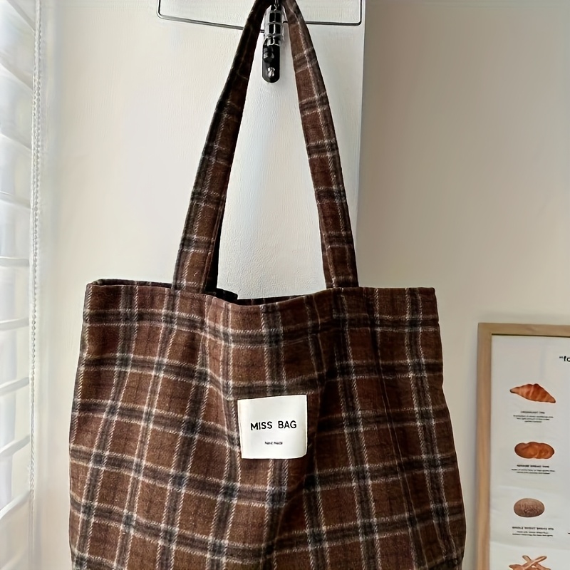 Torba na ramię w kratę na jesi – Shopper Tote Canvas recenzja i cena